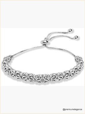 925 Sterling Silver Byzantine Bolo Bracelet